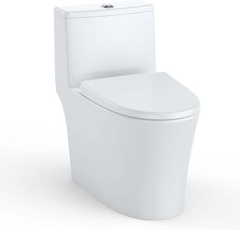 One Piece Elongated Toilet with Top Dual Flush and V Shape Soft Close Seat, Modern Bathroom Toilet for Home and Guest Use in Saudi Arabia