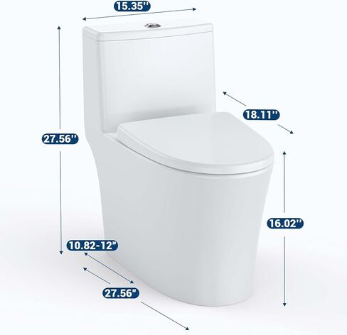 One Piece Elongated Toilet with Top Dual Flush and V Shape Soft Close Seat, Modern Bathroom Toilet for Home and Guest Use in Saudi Arabia