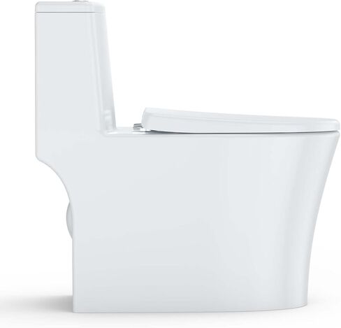 One Piece Elongated Toilet with Top Dual Flush and V Shape Soft Close Seat, Modern Bathroom Toilet for Home and Guest Use in Saudi Arabia