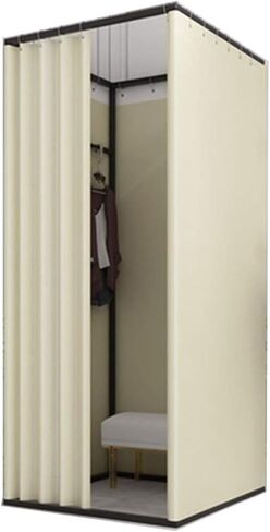 Movable Square Dressing Room with Blackout Curtains and hooksSuitable for Fitting Rooms,officesandshopping malls Dressing Room(Beige,85X85X200CM) in Saudi Arabia