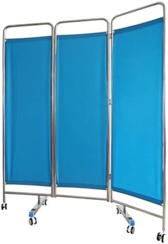 6ft Stainless Steel Medical Privacy Screen | 3-Panel Portable Room Divider with Silent Wheels | Ideal for Hospitals, Clinics & Labs | Easy to Move & Durable in Saudi Arabia