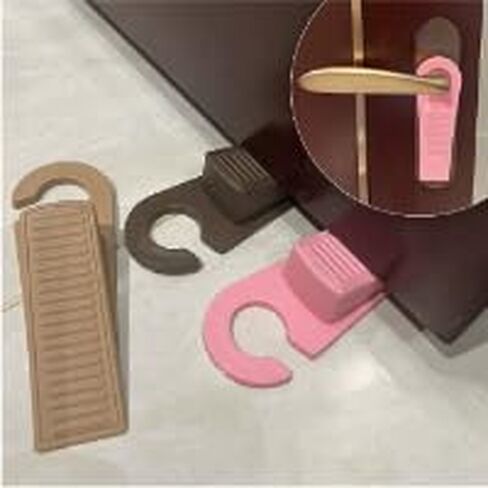 1PC Door Stopper Hook No-Drill Anti-Slam Design Easy Install for Living Room Bedroom Office Door Hold Collision Prevention, Black in Saudi Arabia
