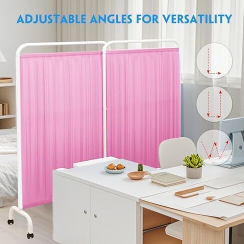 6FT Mobile Medical Privacy Screen - Folding 1-6 Panel Room Divider with Wheels, Portable Partition for Clinics, Beauty Salons, Offices - Stylish Pink Design in Saudi Arabia
