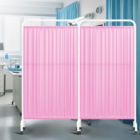 6FT Mobile Medical Privacy Screen - Folding 1-6 Panel Room Divider with Wheels, Portable Partition for Clinics, Beauty Salons, Offices - Stylish Pink Design in Saudi Arabia