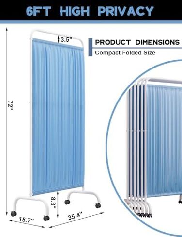 6FT Mobile Medical Privacy Screen - Folding 1-6 Panel Room Divider with Wheels, Portable Partition for Clinics, Beauty Salons, Offices - Stylish Pink Design in Saudi Arabia