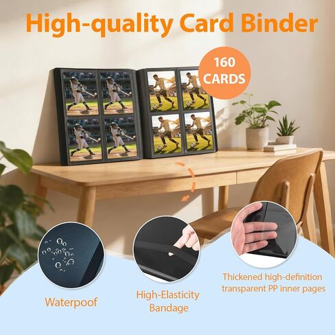 YOJO Card Binder, Trading Card Binder, 4 Pocket 20 Pages 160 Cards, Sports Card Binder, Side-Loading Card Album for MTG TCG, Game Cards, Sport Cards, Baseball Football Basketball Cards in Saudi Arabia