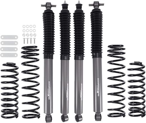 مجموعة رفع التعليق maxpeedingrods 2.5 بوصة مع صدمات لسيارة جيب رانجلر JK غير المحدودة 2WD 4WD 2007-2018 نوابض لولبية أمامية خلفية وأقواس نقل خط الفرامل in Saudi Arabia