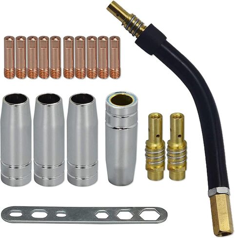 أطراف اتصال RIVERWELD MIG MAG .035 بوصة 0.9 مم M6 140.0177 حامل نصائح ناشر 002.0078 فوهة غاز مخروطية الكفن 145.0075 رقبة الشعلة 002.0009 عدة لشعلة اللحام MB15 15AK 18 قطعة in Kuwait