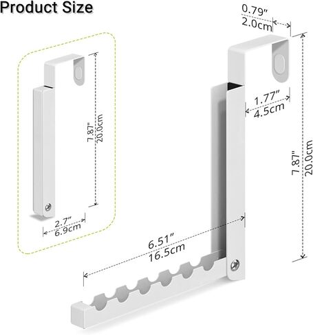 2-Pack Foldable Over-The-Door Hooks, Travel Portable Clothes Drying Rack, 6-Hook Space Saver for Clothing, Coats, Bags, Laundry Room, Bedroom, Bathroom, Entryway, Dorm - White in Saudi Arabia
