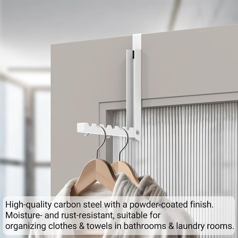 2-Pack Foldable Over-The-Door Hooks, Travel Portable Clothes Drying Rack, 6-Hook Space Saver for Clothing, Coats, Bags, Laundry Room, Bedroom, Bathroom, Entryway, Dorm - White in Saudi Arabia