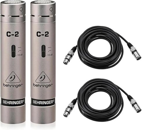 Behringer C-2 Matched Studio Cardioid Condenser Microphones, Pair, Bundle with 2X H&A 25' XLR Microphone Cable in Saudi Arabia
