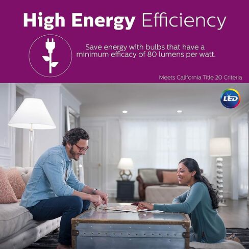 Philips LED Flicker-Free Dimmable Warm Glow Effect A19 Classic Glass Light Bulb, 800 Lumen, 2200-2700K, 8W=60W, E26 Base, Title 20 Certified, Pack of 8 in Saudi Arabia