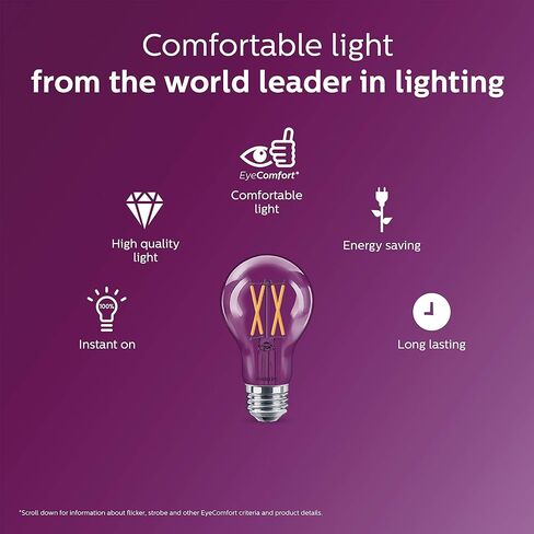 Philips LED Flicker-Free Dimmable Warm Glow Effect A19 Classic Glass Light Bulb, 800 Lumen, 2200-2700K, 8W=60W, E26 Base, Title 20 Certified, Pack of 8 in Saudi Arabia