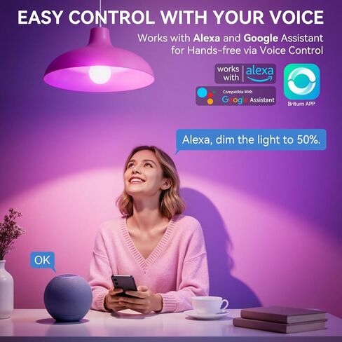 مصابيح إضاءة ذكية من Auxmir مع جهاز تحكم عن بعد، مصابيح LED ملونة RGB+CCT تعمل مع Alexa وGoogle Home، لمبة إضاءة متعددة المشاهد ومزامنة الموسيقى، A19 9W 800LM، WiFi Bluetooth 2.4 جيجا هرتز لا يتطلب محورًا، عبوتان in Kuwait