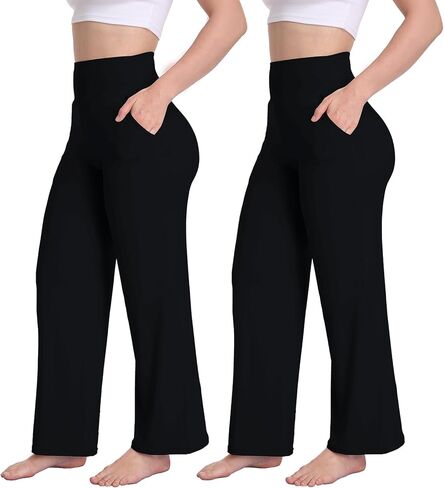 Kotii المرأة واسعة الساق السراويل عالية الخصر Sweatpants فضفاض السراويل صالة السراويل مع جيوب بالازو عارضة اليوغا بانت حزمة in Kuwait