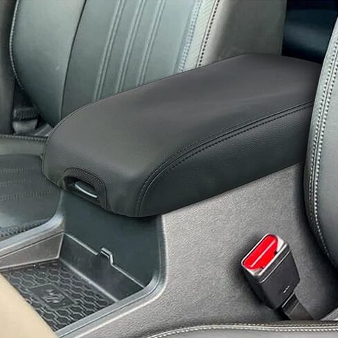 ملحقات داخلية مخصصة لسيارة Nissan Frontier 2022 2023 من الجلد غطاء صندوق مسند الذراع المركزي وسادة حماية مسند الذراع المركزي (ألياف الكربون باللون الأسود) in Saudi Arabia