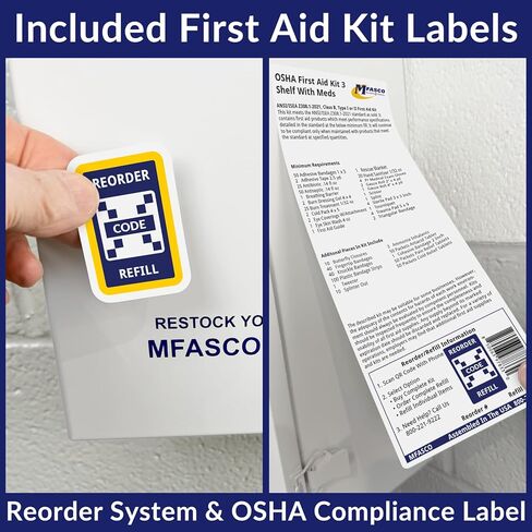 إعادة تعبئة مجموعة الإسعافات الأولية لمطعم MFASCO - متوافقة مع ANSI/OSHA لعام 2021 - لوازم الإسعافات الأولية الكاملة للمطاعم - تتضمن ضمادات معدنية زرقاء قابلة للاكتشاف، وهلام الحروق - سلامة منطقة خدمة الطعام - 499 قطعة in Kuwait