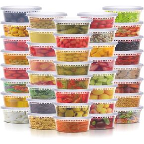 WGCC Deli Containers with Lids 48 Sets- Disposable Soup Containers 8oz, 16oz, 32oz - Plastic Containers with Lids, Food Container Leakproof, BPA Free/Microwave/Freezer/Dishwasher Safe in Saudi Arabia