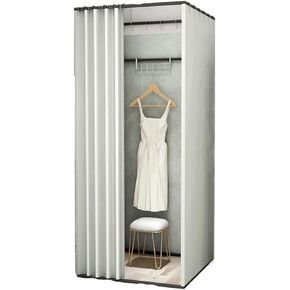 Square Fitting Room with Shading Curtain, Easy Assemble Privacy Protection for Clothing Stores & Shopping Malls Dressing Room(White,85x85x200cm) in Saudi Arabia