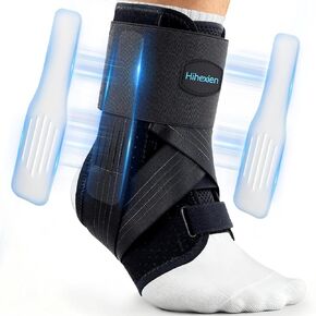 Ankle Brace for Sprained Ankle, Ankle Brace for Women Men Adjustable & Air Fabric Cool With 2 Removable Side Splints, Ankle Stabilizer for Basketball, Volleyball, Sports, Injury Recovery (Medium) in Saudi Arabia