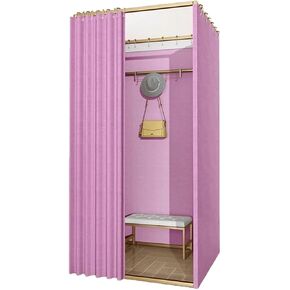 Portable Fitting Room with Shading Curtain, Foldable Privacy Dressing Room for Clothing Stores & Temporary Locker Use Dressing Room(Pink,100x100x200cm) in Saudi Arabia