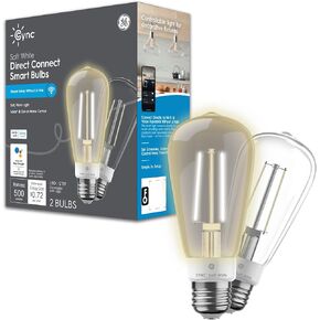 لمبة إضاءة LED ذكية Cync GE، نمط ST19 Edison، جمالية ديكور الغرفة، ضوء واي فاي متغير اللون، ما يعادل 60 وات، متوافق مع Alexa وGoogle Home (عبوة من قطعتين) in Kuwait