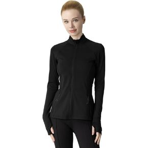 Women's Slim-Fit Zip-Up Jacket - 2 Side & Back Zip Pockets, Thumbholes, Moisture-Wicking for Tennis/Running in Saudi Arabia