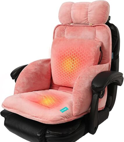 USB Heated Seat Cushion,Lumbar Support Heated Seat Pad with Armrest for Office Chair,Ajustable Backrest Warm Pillow for Long Sitting (Gray) in Saudi Arabia