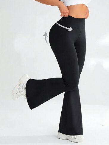 Women's High Waist Flared Yoga Pants with Pockets Boot Cut Leggings for Workout in Saudi Arabia