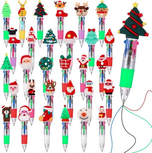 120 Pcs Multicolor Christmas Ballpoint Pen 4-Colors-in-1 Retractable Christmas Tree Santa Snowman Ballpoint Writing Pen for Holiday Xmas Stocking Fillers Gift Party Favors in Saudi Arabia