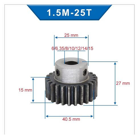 Bevel Gear Pinion Hardware Mechanical 1.5M 25T Spur Gear Bore 6/6.35/8/10/12/14/15mm Pinion Gear Low Carbon Steel Material Gear Wheel for Motor(10x3x1.4 mm) in Saudi Arabia