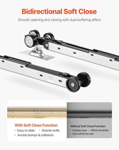 VEVOR Pocket Door Frame Kit, for 24-30 in Wide 80 in High Door, Pocket Door Kit with Two-Way Soft Close Mechanism, Slide Smoothly Quietly, Easy to Install, Wood and Galvanized Steel, for Living Room in Saudi Arabia