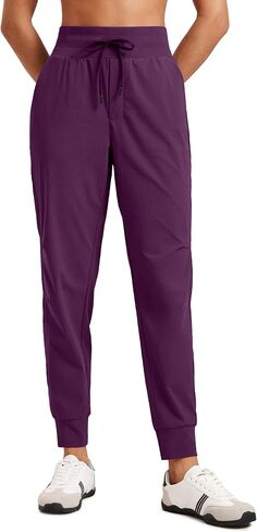 CRZ YOGA Athletic Joggers for Women 27.5" - Lightweight Travel Outdoor Hiking Pants with Pockets Plum Magenta Medium in Saudi Arabia