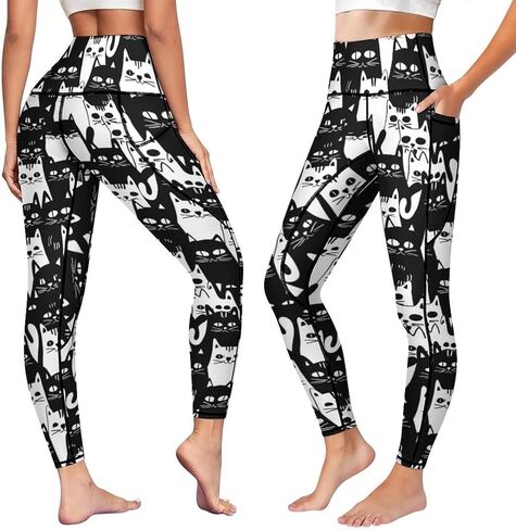 Leggings with 2 Pockets for Women High Waist Tummy Control Workout Running Yoga Pants in Saudi Arabia