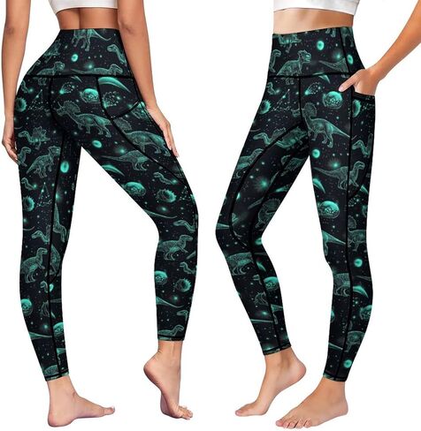 Leggings with 2 Pockets for Women High Waist Tummy Control Workout Running Yoga Pants in Saudi Arabia