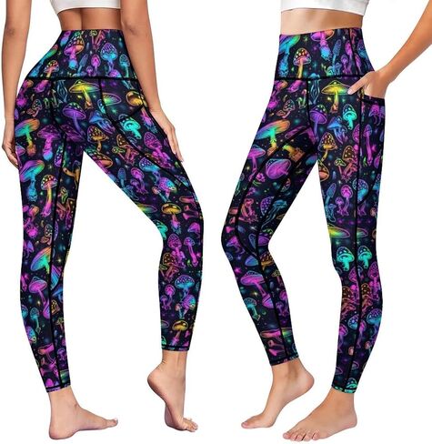 Leggings with 2 Pockets for Women High Waist Tummy Control Workout Running Yoga Pants in Saudi Arabia