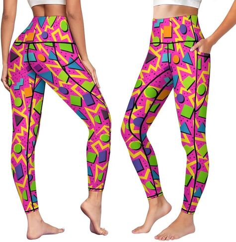 Leggings with 2 Pockets for Women High Waist Tummy Control Workout Running Yoga Pants in Saudi Arabia