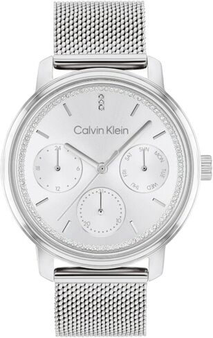 Calvin Klein Women's Quartz Stainless Steel Case and Mesh Bracelet Watch, Color: Silver (Model: 25200180) in Saudi Arabia