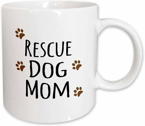 3dRose Rescue Dog Mom - كلب من السلالة - مطبوعات مخالب بنية موحلة - محبي الكلاب - مالك الحيوانات الأليفة الفخور ماما لوف 11oz كوب أحمر بلونين in Saudi Arabia