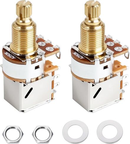 Banworks Full Brass A500K Imperial 3/8" Thread Push Pull Guitar Pots 18-Spline Split Long Shaft (18mm Length) Audio Taper Potentiometers for Fender Strat/Tele Gibson Les Paul LP/SG PRS JT/XNQ-28 in Saudi Arabia