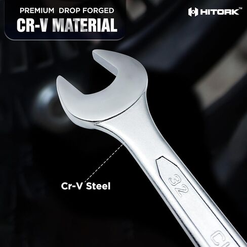 HITORK 25 Piece Metric Wrench Set (6-32 mm) CrV Steel Matt Finish with Polished Head 12 Point Box End 15° Offset Roll Up Pouch Durable Combination Wrench Set for Home, Garage & Auto Repair in Saudi Arabia