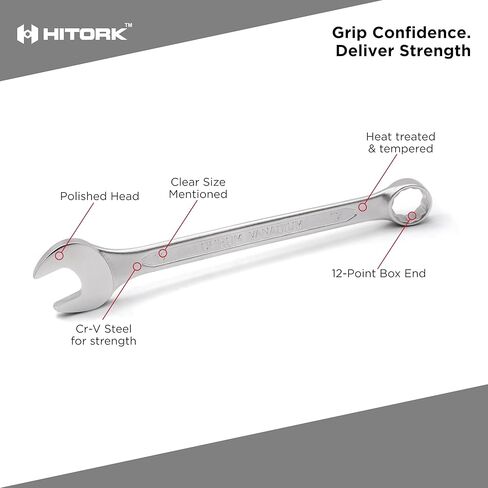 HITORK 25 Piece Metric Wrench Set (6-32 mm) CrV Steel Matt Finish with Polished Head 12 Point Box End 15° Offset Roll Up Pouch Durable Combination Wrench Set for Home, Garage & Auto Repair in Saudi Arabia