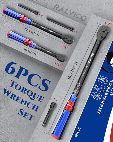 Torque Wrench Set 1/4'' & 3/8'' & 1/2'' ±3% Accuracy 72-Tooth Dual Scale Dual-Direction Adjustable Drive Click Torque Wrench 5-45 Ft.Lb& 20-220 In.Lb& 10-170 Ft.Lb for Bike,Car,Moto,Truck,DIY in Saudi Arabia