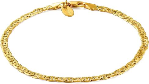 LIFETIME JEWELRY 4mm Mariner Link Chain Anklet for Women & Men 24k Gold Plated in Kuwait