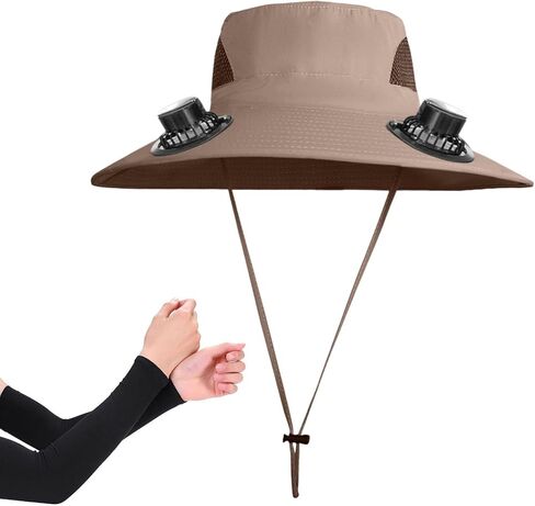 Outdoor Wide Brim Sun Hat with 2 Solar & USB Fan Bucket Hats for Men Women UPF 50+ Fishing Hat with Fan Built in in Saudi Arabia