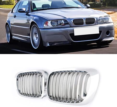 MIC Front Kidney Grill Grilles Fit for 1998-2002 3-Series E46 2-Door Coupe Cabriolet Pre-Facelift & 2000-2007 E46 M3 Coupe Cabriolet, Gloss Black (Single Slat) in Saudi Arabia