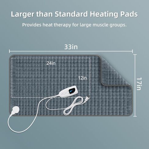 17"x33" Heating Pad for Back Pain, Heat Pads for Women, XXXL Heated Pad for Neck/Shoulders/Legs/Knees/Feet/Cramps, Birthday Mothers Day Gifts for Mom Wife Grandma Her Sister, 6 Heat Settings, Auto-Off in Saudi Arabia