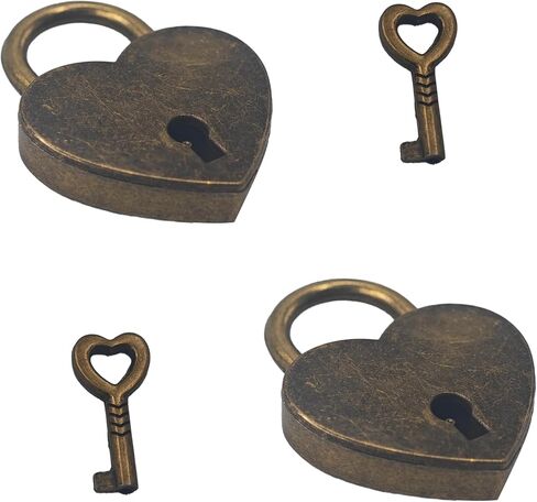 2PCS Silver Heart Shaped Padlock with Keys, 38×30×7mm Zinc Alloy Mini Lock, Small Decorative Love Padlocks for Jewelry Box Diary Book Storage Box Handbag Cabinet in Saudi Arabia