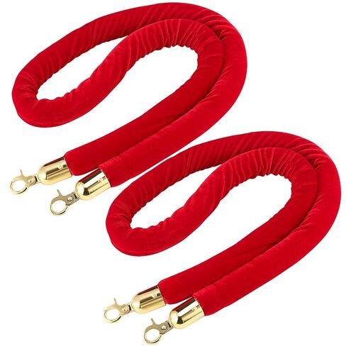 4 Pack 5 Feet Red Velvet Stanchion Rope, Crowd Control Rope Barrier with Gold Plated Hook, Stanchion Queue Barrier Rope for Movie Theaters, Grand Openings,Hotels Carpet in Saudi Arabia