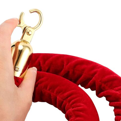 4 Pack 5 Feet Red Velvet Stanchion Rope, Crowd Control Rope Barrier with Gold Plated Hook, Stanchion Queue Barrier Rope for Movie Theaters, Grand Openings,Hotels Carpet in Saudi Arabia
